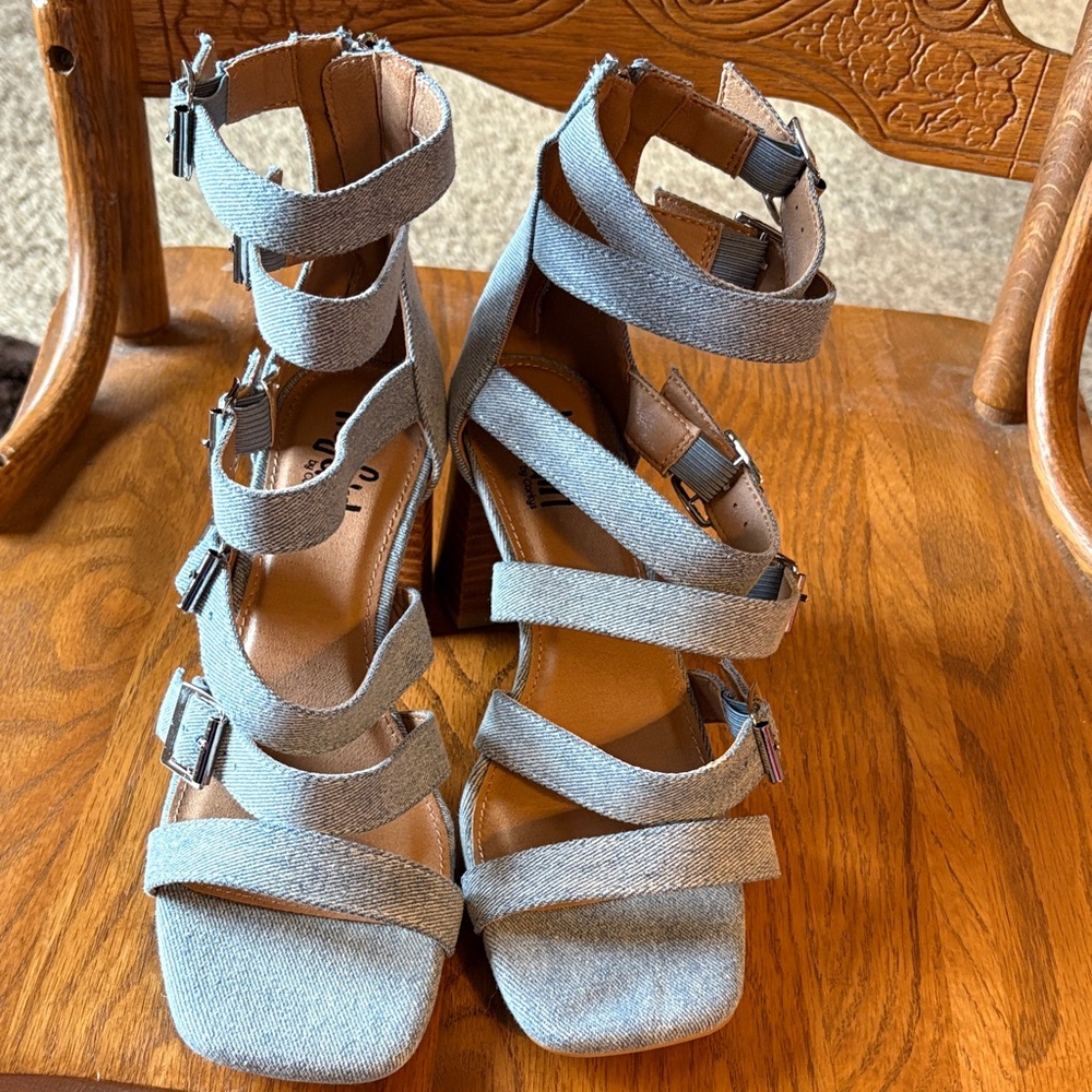 Corkys Light Gray Strappy Heels